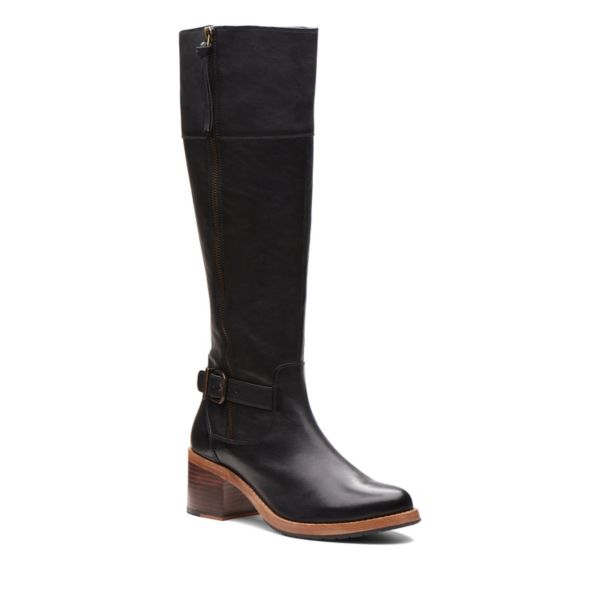 Clarks Womens Clarkdale Sona Knee High Boots Black | UK-386951